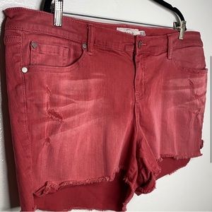 Torrid Pink Distressed Cut Off Shorts